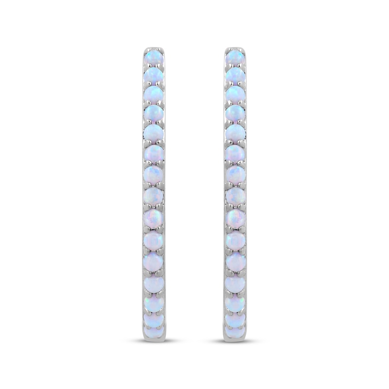 Lab-Created Opal Inside-Out Oval Hoop Earrings Sterling Silver