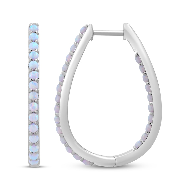 Lab-Created Opal Inside-Out Oval Hoop Earrings Sterling Silver