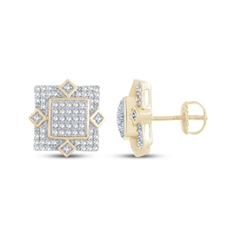 Multi-Diamond Geometric Stud Earrings 3/8 ct tw 10K Yellow Gold