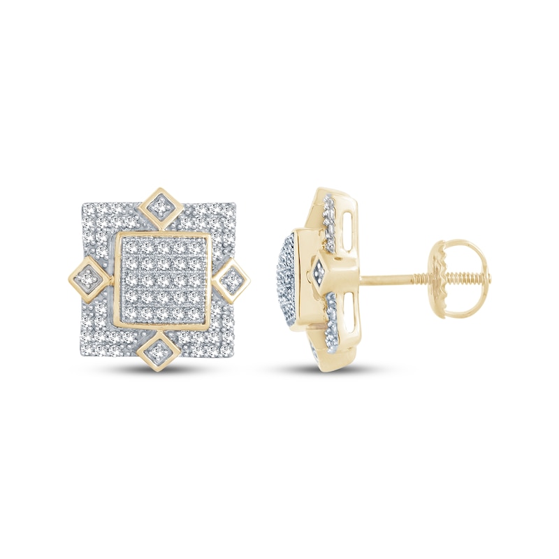 Main Image 1 of Multi-Diamond Geometric Stud Earrings 3/8 ct tw 10K Yellow Gold