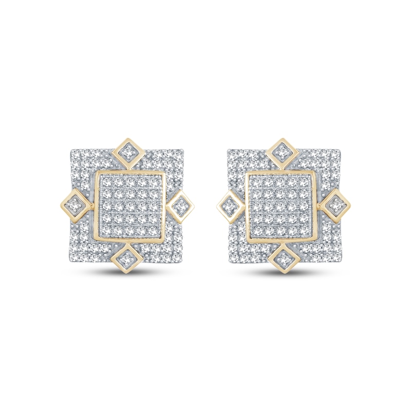 Main Image 2 of Multi-Diamond Geometric Stud Earrings 3/8 ct tw 10K Yellow Gold