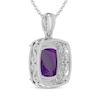 Thumbnail Image 3 of Cushion-Cut Amethyst & White Lab-Created Sapphire Necklace Sterling Silver 18&quot;