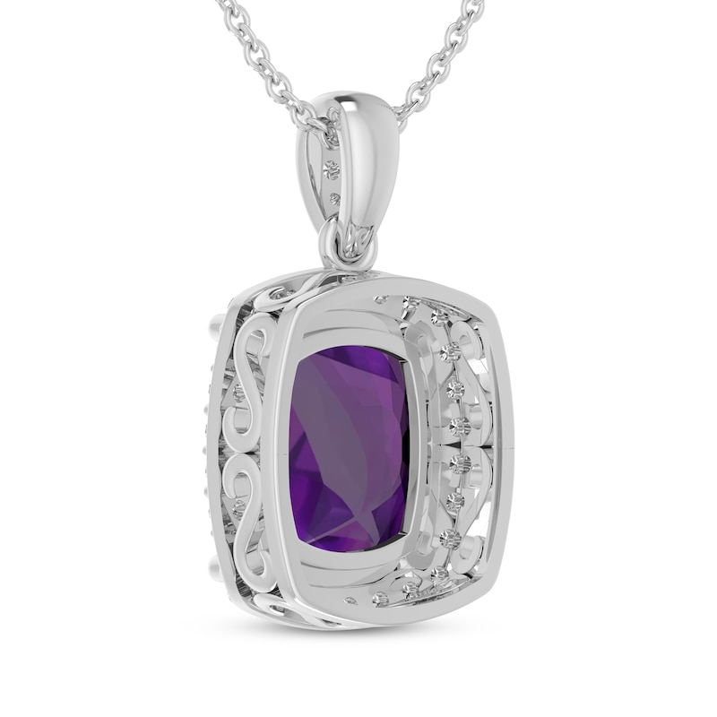 Main Image 3 of Cushion-Cut Amethyst & White Lab-Created Sapphire Necklace Sterling Silver 18&quot;