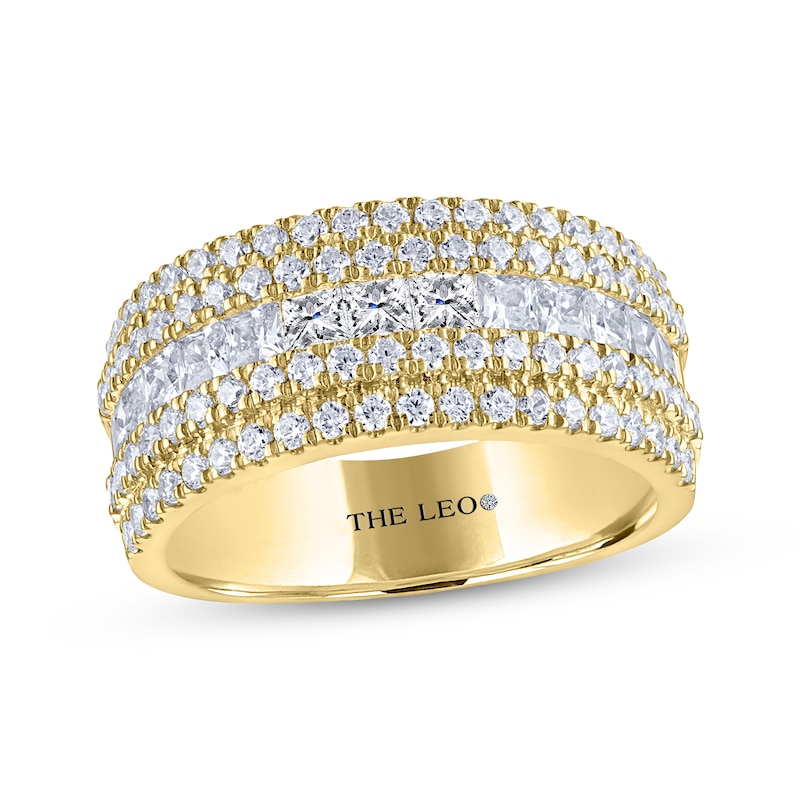 THE LEO Diamond Princess & Round-Cut Multi-Row Anniversary Band 1-7/8 ct tw 14K Yellow Gold