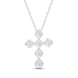 Diamond Cross Necklace 1/4 ct tw 10K White Gold 18&quot;