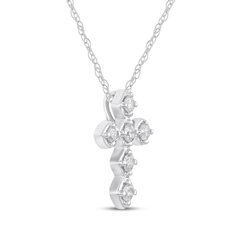 Main Image 2 of Diamond Cross Necklace 1/4 ct tw 10K White Gold 18&quot;