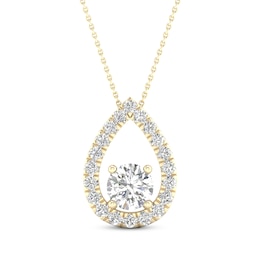 Lab-Grown Diamonds by KAY Teardrop Frame Necklace 3/4 ct tw 14K Yellow Gold