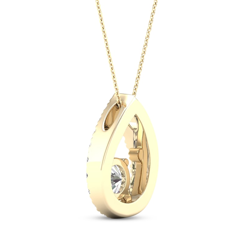 Main Image 3 of Lab-Grown Diamonds by KAY Teardrop Frame Necklace 3/4 ct tw 14K Yellow Gold