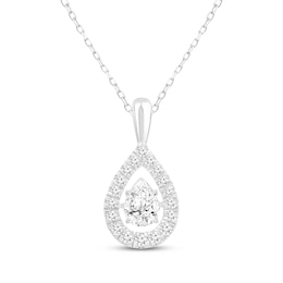 Unstoppable Love Pear-Shaped Lab-Grown Diamond Necklace 1 ct tw 14K White Gold 18&quot;