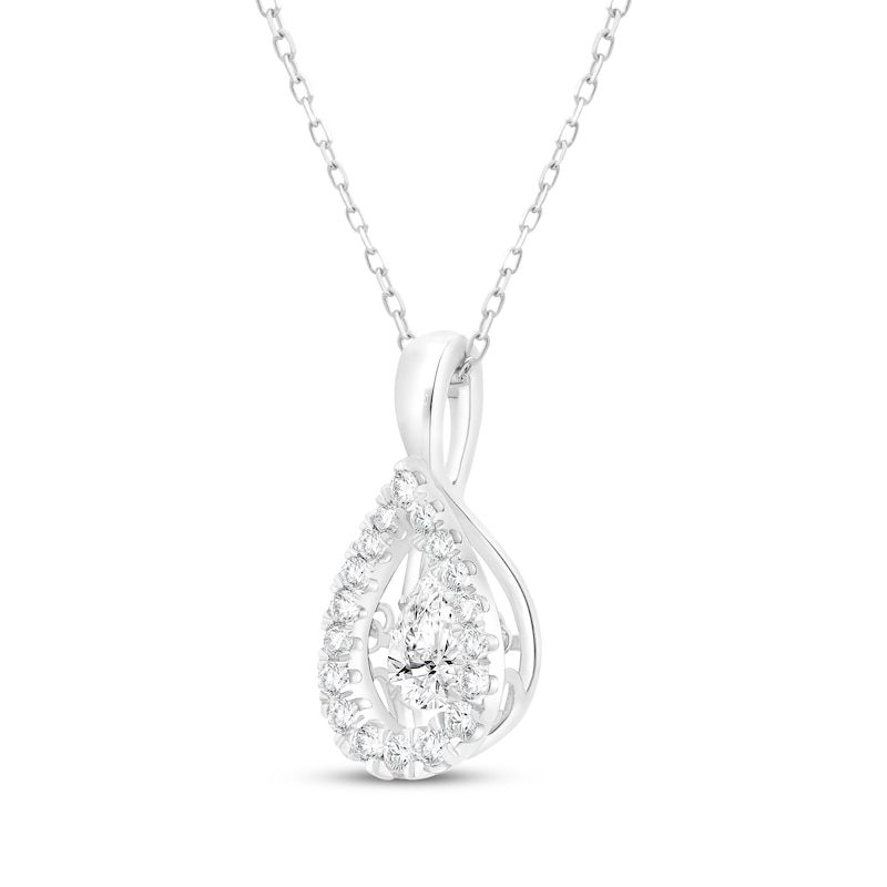 Main Image 2 of Unstoppable Love Pear-Shaped Lab-Grown Diamond Necklace 1 ct tw 14K White Gold 18&quot;