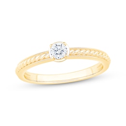 Round-Cut Diamond Solitaire Rope Shank Engagement Ring 1/5 ct tw 14K Yellow Gold (I/I2)