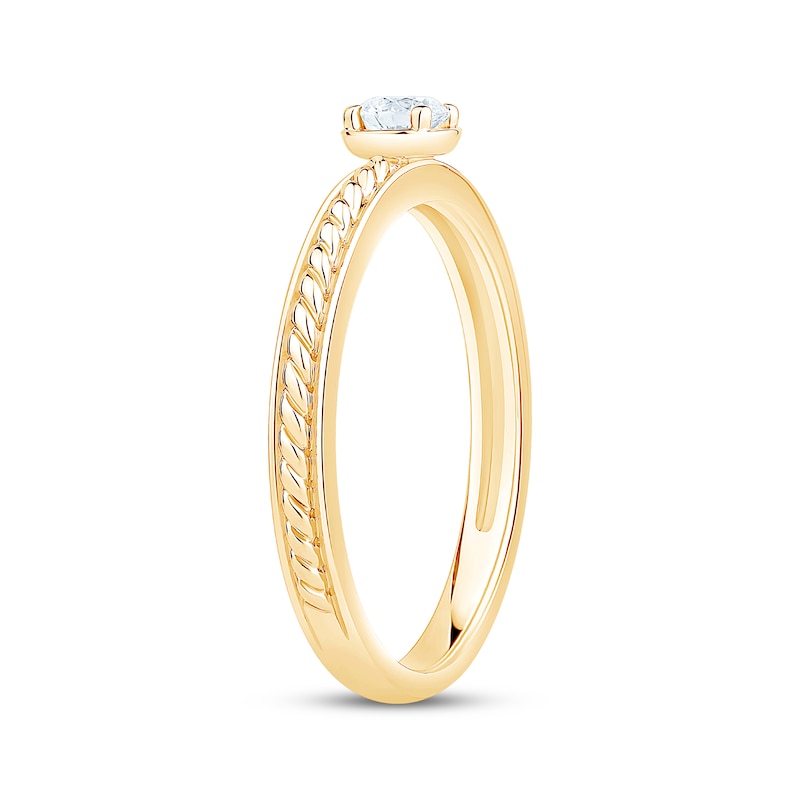 Round-Cut Diamond Solitaire Rope Shank Engagement Ring 1/5 ct tw 14K Yellow Gold (I/I2)