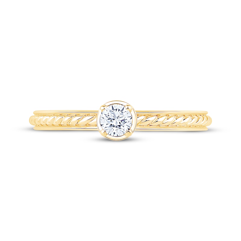 Round-Cut Diamond Solitaire Rope Shank Engagement Ring 1/5 ct tw 14K Yellow Gold (I/I2)