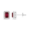 Thumbnail Image 1 of Octagon-Cut Lab-Created Ruby & White Lab-Created Sapphire Stud Earrings Sterling Silver