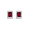 Thumbnail Image 2 of Octagon-Cut Lab-Created Ruby & White Lab-Created Sapphire Stud Earrings Sterling Silver