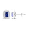 Thumbnail Image 1 of Octagon-Cut Blue Lab-Created Sapphire & White Lab-Created Sapphire Stud Earrings Sterling Silver