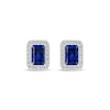 Thumbnail Image 2 of Octagon-Cut Blue Lab-Created Sapphire & White Lab-Created Sapphire Stud Earrings Sterling Silver