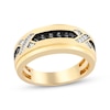 Thumbnail Image 1 of Men's Black & White Diamond &quot;X&quot; Wedding Band 1/3 ct tw 10K Yellow Gold