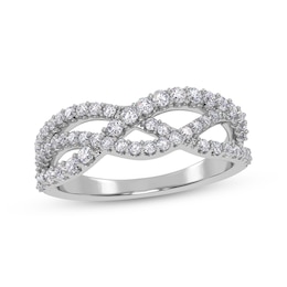 Diamond Multi-Row Wave Crossover Ring 1/2 ct tw 14K White Gold