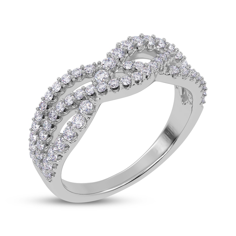 Main Image 2 of Diamond Multi-Row Wave Crossover Ring 1/2 ct tw 14K White Gold