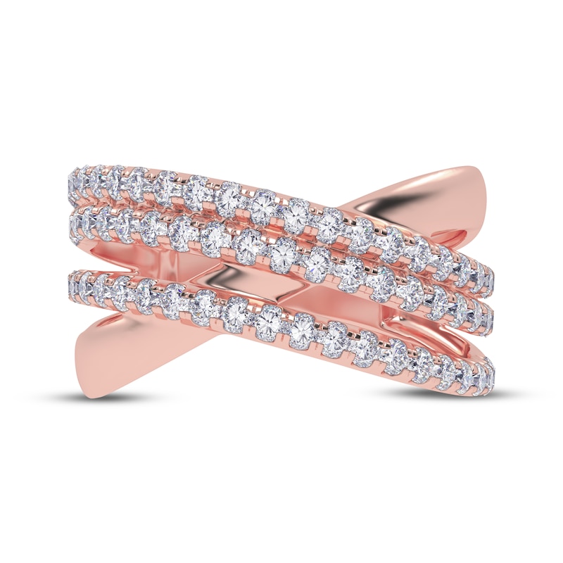 Main Image 3 of Diamond Multi-Row Crisscross Ring 1/2 ct tw 14K Rose Gold