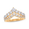 Thumbnail Image 1 of Lab-Grown Diamonds by KAY Round & Emerald-Cut Chevron Ring 1-1/2 ct tw 14K Yellow Gold