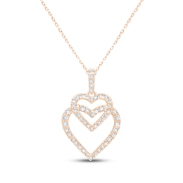 Lab-Grown Diamonds by KAY Overlapping Double Heart Necklace 1/2 ct tw 14K Rose Gold 18&quot;