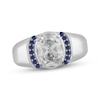 Thumbnail Image 1 of Men's Lab-Grown Diamonds by KAY Oval-Cut Ring with Blue Lab-Created Sapphires 3 ct tw 10K White Gold