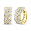 Thumbnail Image 1 of Men's Diamond Block Pattern Huggie Hoop Earrings 1/2 ct tw 10K Yellow Gold