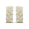 Thumbnail Image 2 of Men's Diamond Block Pattern Huggie Hoop Earrings 1/2 ct tw 10K Yellow Gold