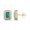 Thumbnail Image 3 of Men's Emerald-Cut Emerald & Diamond Frame Stud Earrings 1/5 ct tw 10K Yellow Gold