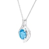 Thumbnail Image 2 of Oval-Cut Swiss Blue Topaz & White Lab-Created Sapphire Necklace Sterling Silver 18&quot;