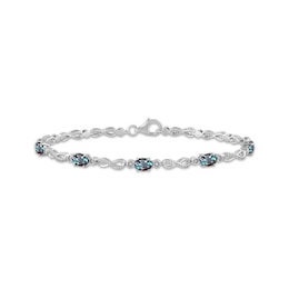 Oval-Cut Lab-Created Alexandrite & White Lab-Created Sapphire Infinity Link Bracelet Sterling Silver 7.5&quot;