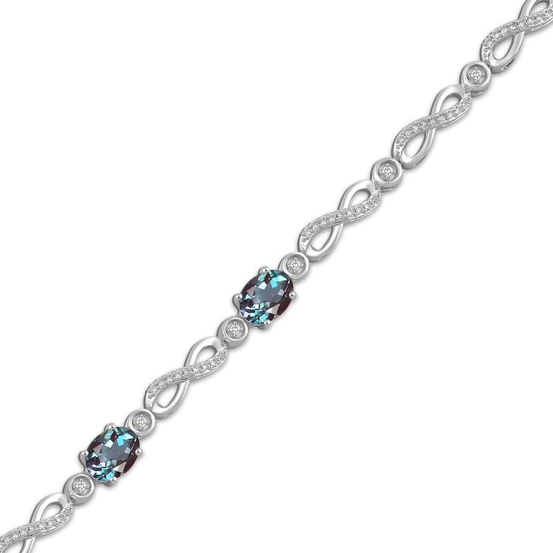 Main Image 2 of Oval-Cut Lab-Created Alexandrite & White Lab-Created Sapphire Infinity Link Bracelet Sterling Silver 7.5&quot;