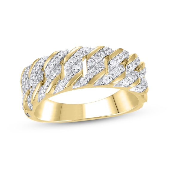 Men's Diamond Chain Link Ring 3/4 ct tw 14K Yellow Gold