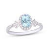 Thumbnail Image 1 of Oval-Cut Aquamarine & Diamond Halo Ring 1/8 ct tw Sterling Silver