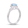 Thumbnail Image 2 of Oval-Cut Aquamarine & Diamond Halo Ring 1/8 ct tw Sterling Silver