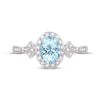 Thumbnail Image 3 of Oval-Cut Aquamarine & Diamond Halo Ring 1/8 ct tw Sterling Silver