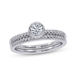 Adore Round-Cut Diamond Bezel-Set Bridal Set 1/2 ct tw 14K White Gold