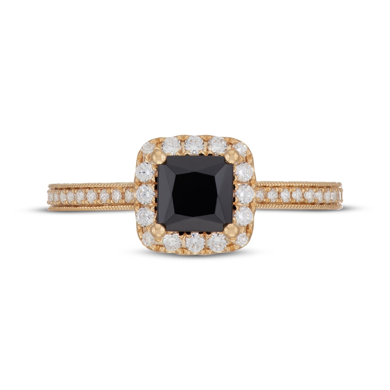 Neil Lane Princess-Cut Black & White Diamond Engagement Ring 1-3/8 ct tw 14K Yellow Gold