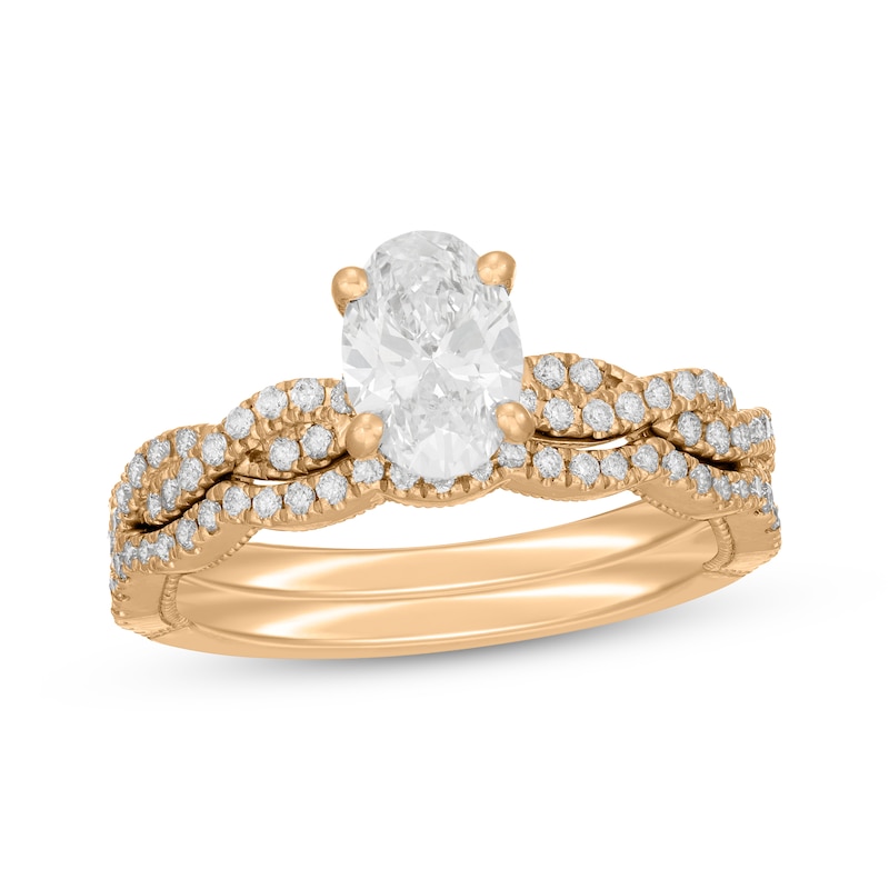 Main Image 1 of Neil Lane Artistry Oval-Cut Lab-Grown Diamond Bridal Set 1-3/8 ct tw 14K Yellow Gold