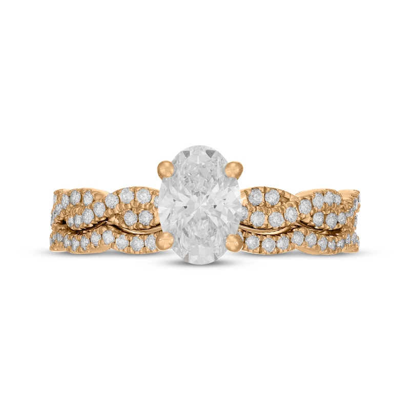 Main Image 3 of Neil Lane Artistry Oval-Cut Lab-Grown Diamond Bridal Set 1-3/8 ct tw 14K Yellow Gold