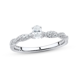 Oval-Cut Diamond Twist Engagement Ring 1/2 ct tw 14K White Gold