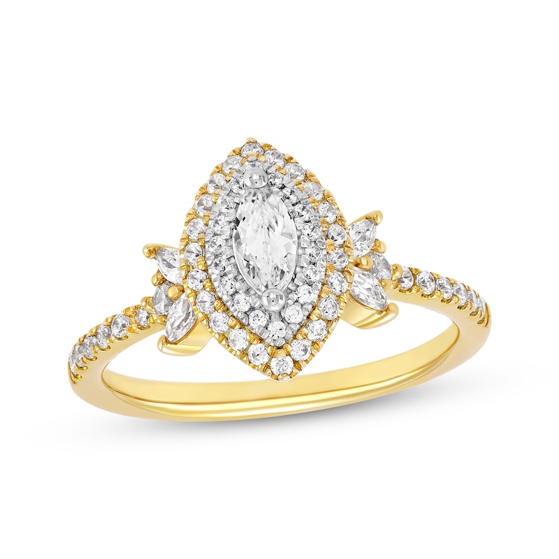 Main Image 1 of Marquise-Cut Diamond Engagement Ring 3/4 ct tw 14K Two-Tone Gold