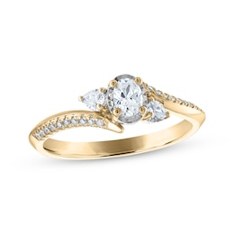 Memories Moments Magic Oval-Cut & Pear-Shaped Diamond Bypass Engagement Ring 3/8 ct tw 14K Yellow Gold