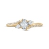 Thumbnail Image 3 of Memories Moments Magic Oval-Cut & Pear-Shaped Diamond Bypass Engagement Ring 3/8 ct tw 14K Yellow Gold