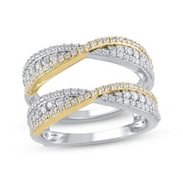 Diamond Crossover Enhancer Ring 3/4 ct tw 14K Two-Tone Gold