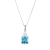 Thumbnail Image 1 of Cushion-Cut Swiss Blue Topaz & White Lab-Created Sapphire Necklace Sterling Silver 18&quot;