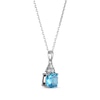 Thumbnail Image 2 of Cushion-Cut Swiss Blue Topaz & White Lab-Created Sapphire Necklace Sterling Silver 18&quot;