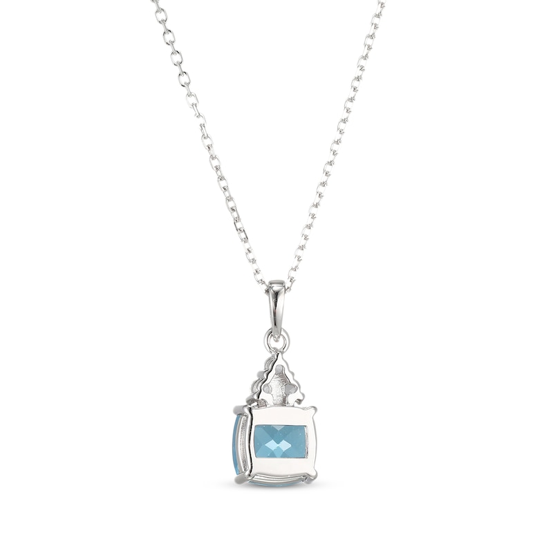 Main Image 3 of Cushion-Cut Swiss Blue Topaz & White Lab-Created Sapphire Necklace Sterling Silver 18&quot;